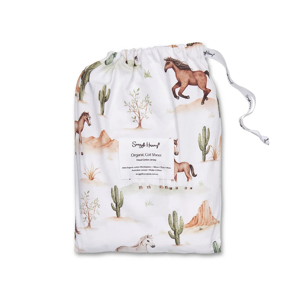 Snuggle Hunny Organic Fitted Cot Sheet - Wild Horses