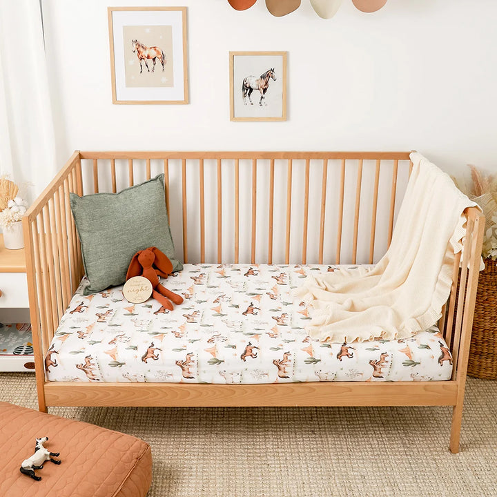 Snuggle Hunny Organic Fitted Cot Sheet - Wild Horses