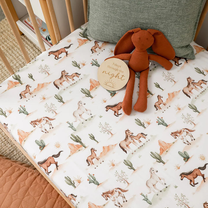 Snuggle Hunny Organic Fitted Cot Sheet - Wild Horses
