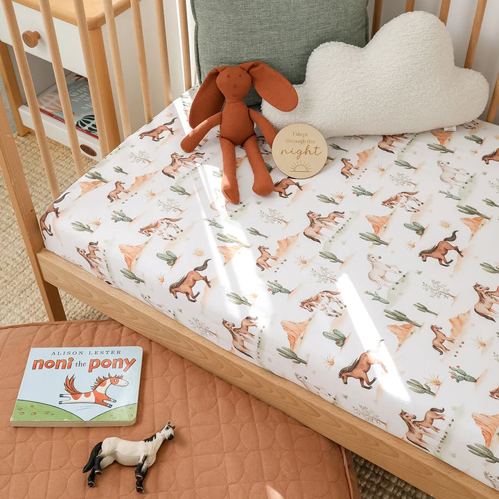 Snuggle Hunny Organic Fitted Cot Sheet - Wild Horses
