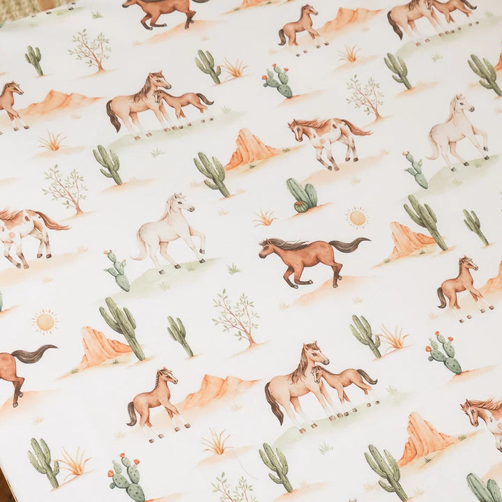 Snuggle Hunny Organic Fitted Cot Sheet - Wild Horses