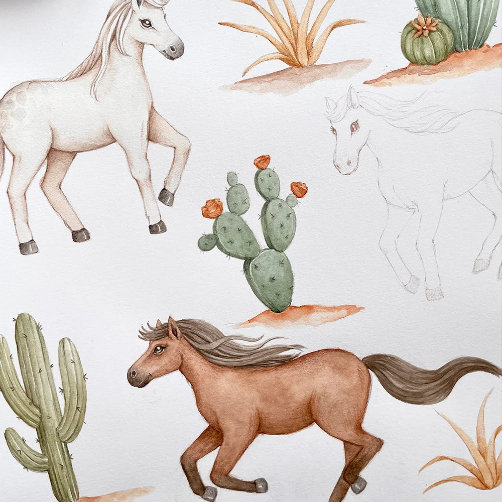 Snuggle Hunny Organic Fitted Cot Sheet - Wild Horses