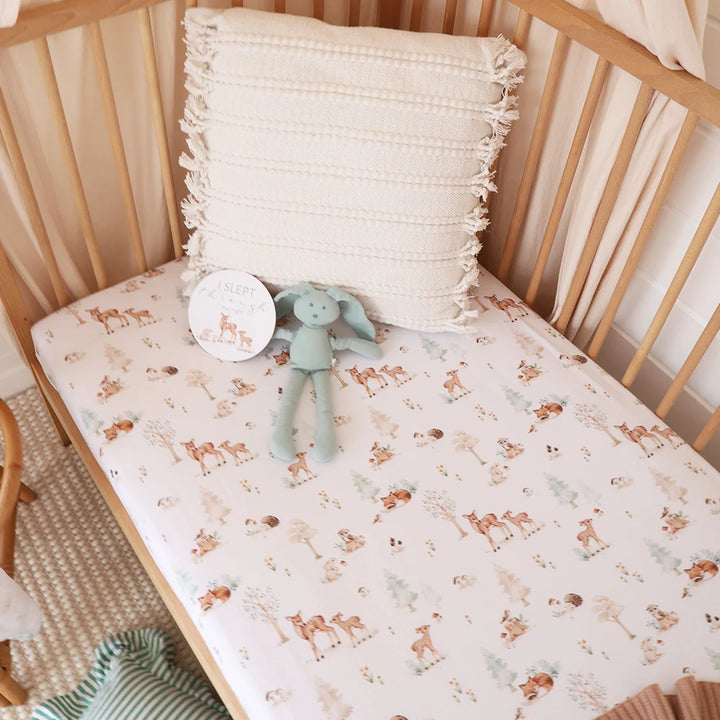 Organic Fitted Cot Sheet - Woodland Tales