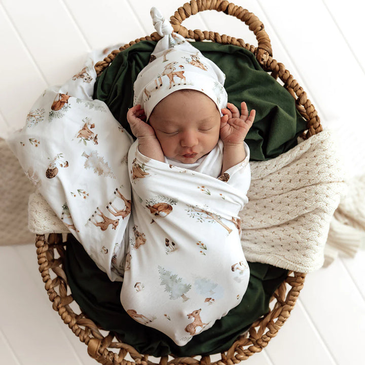 Baby Jersey Wrap & Beanie Set - Woodland Tales