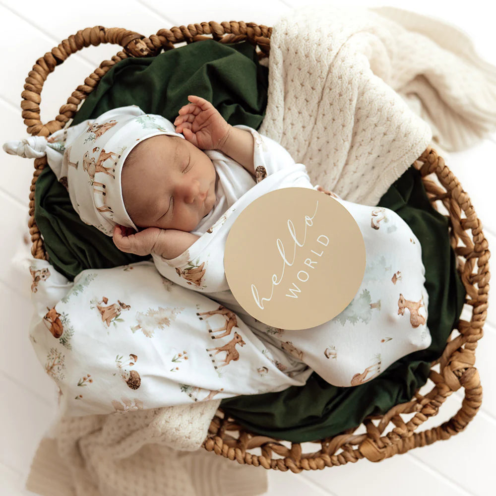 Baby Jersey Wrap & Beanie Set - Woodland Tales