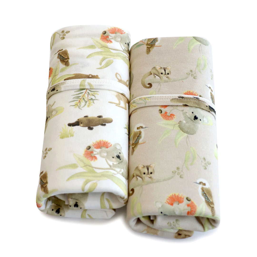 Bubba Blue Aussie Animals 2 PK JERSEY WRAPS - OATMEAL